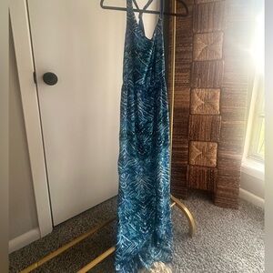 Forever 21 Blue Patterned Maxi Dress